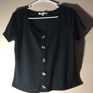 Black Crop Top Shirt